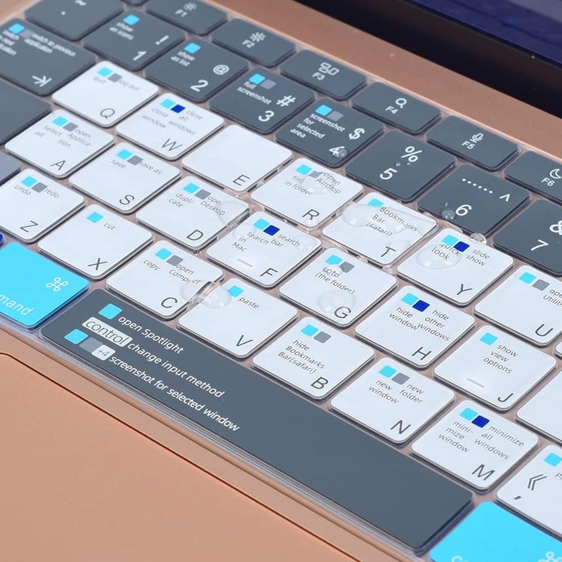 imComor MacBook Shortcuts Keyboard Cover for 2020 2021 New MacBook Air 13 inch A2337 M1 Chip A2179 Magic Keyboard with Touch ID Keyboard Cover Skin, Mac OS X Shortcut Keyboard Skin, Gray - Image 4